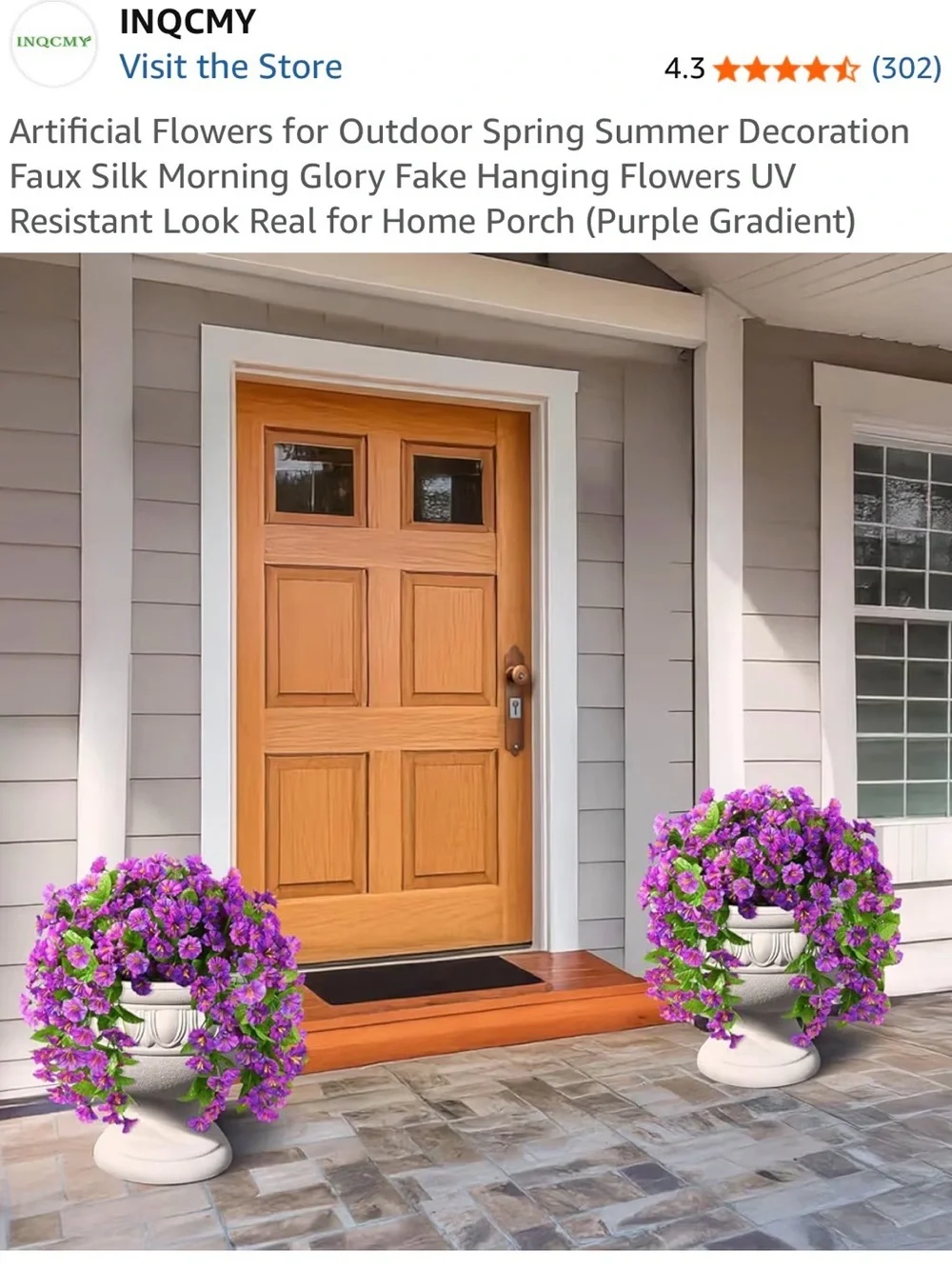 Purple Gradient Faux Morning Glory Hanging Flowers - Artificial Outdoor Accent